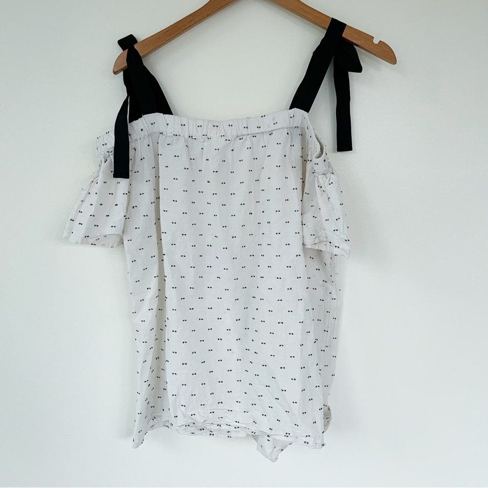 Motherhood Maternity Off The Shoulder Ribbon Tie Blouse Top Medium M - Picture 3 of 7